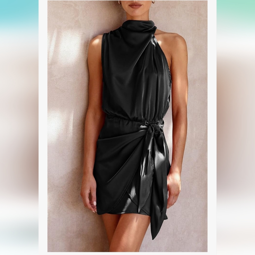 Chic One Shoulder Black Cocktail Dress